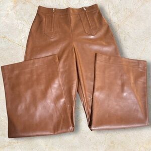 7 For All Mankind Faux Leather Terracotta Brown Wide Leg Pants. Size 6/31”inseam